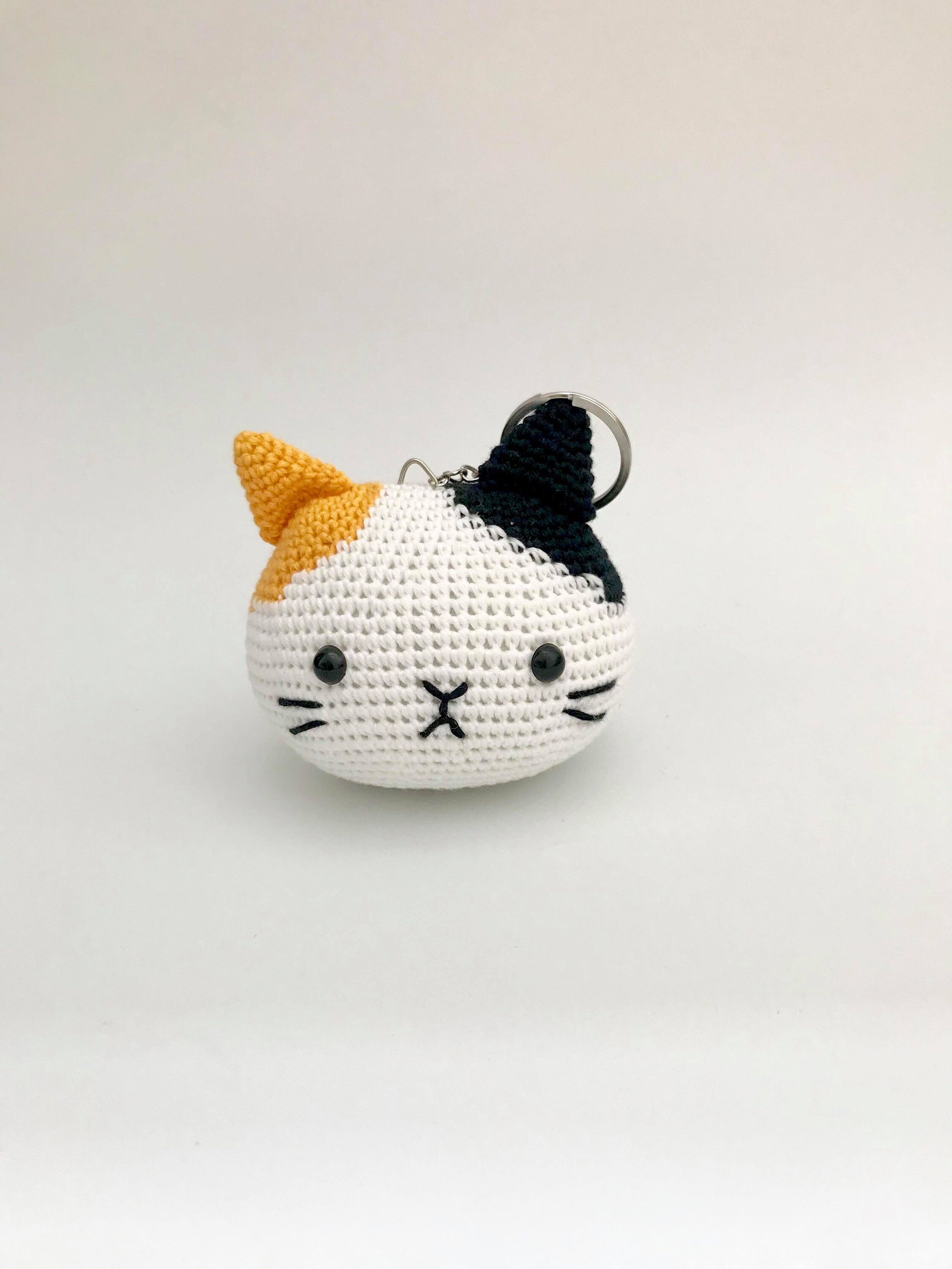 Big Head Kitten Keyring. Crochet Kitten Crochet Cat Keychain