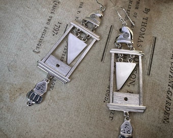 Replica guillotine earrings in silver