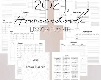 2024 Homeschool Lesson Planner, Dated Homeschool Lesson Planner, Dated Homeschool Planner, January thru December Homeschool Planner, Planner