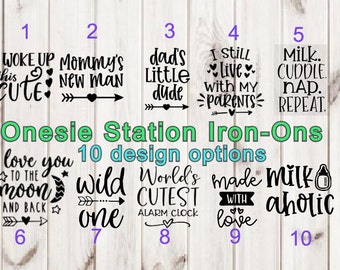 Baby Bodysuit Station Iron-On Kit, Boy and Gender Neutral iron ons, decals, Baby Shower decals, Iron-On, Custom Colors