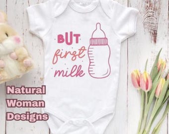 Gerber® Brand Onesie® – But First Milk  | Infant Bodysuit | Cute Baby Outfit | Baby Shower Gift | Toddler Shirt | BOHO