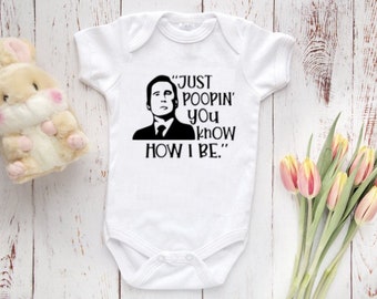 THE OFFICE Bodysuit TV Show Just Poopin The Office Bodysuit Michael Scott, The Office Baby Clothes, Funny Baby Clothes, Hipster Baby, Unisex
