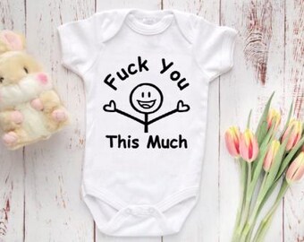 Fuck You This Much Gerber® Brand Onesie® Baby Bodysuit, Baby Clothes - Funny baby gift - vulgar baby shower gift - cute baby bodysuit
