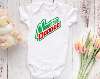Mountain DooDoo Baby Bodysuit, Funny Baby Shower Gift, Cute Soda Pop Shirt, Mt. Dew fans