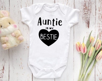 My Aunt is my Bestie Baby Bodysuits, Cute Baby Clothes Baby Shower Gift Baby Boy