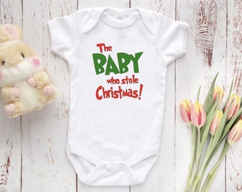 The Baby Who Stole Christmas Baby Bodysuit, Cute Baby Shirt, Newborn baby gift, baby shower gift