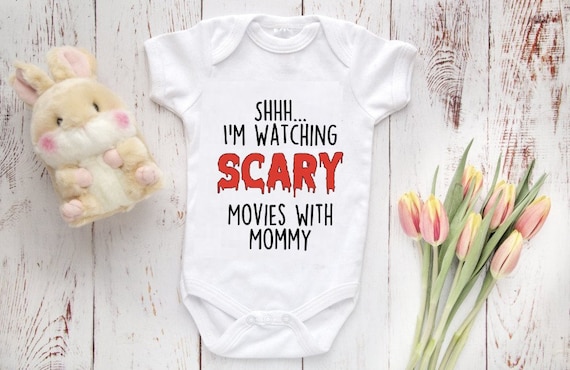 Shhh... I'm Watching Scary Movies with MOMMY, Movies Baby Bodysuit Cute Baby Clothes, Baby Shower Gift, Baby Boy and Girl, Newborn Baby