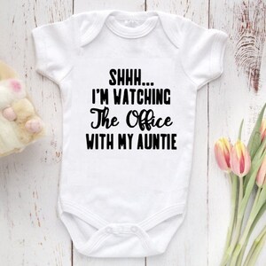 THE OFFICE Bodysuit Shhh I&#39;m Watching The Office With My AuntIE Baby Bodysuit, The Office Baby Bodysuit, The Office Baby Gift, TV Shows