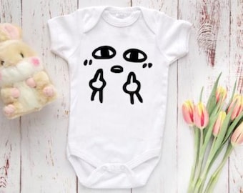 Funny Baby Bodysuit, Middle Finger Graphic Onesie, Cotton Baby Clothes, Fuck You Gerber® Brand Onesie® vulgar baby shower, gift cute baby