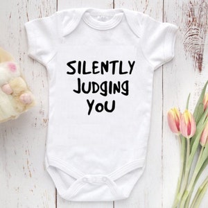 Funny Silently Judging You Baby Bodysuit, Baby Clothes - Funny baby gift - funny baby shower gift - funny baby bodysuit