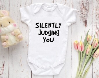 Funny Silently Judging You Baby Bodysuit, Baby Clothes - Funny baby gift - funny baby shower gift - funny baby bodysuit