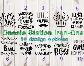 Baby Bodysuit Station Iron-On Kit, Boy and Gender Neutral iron ons, decals, Baby Shower decals, Iron-On, Custom Colors