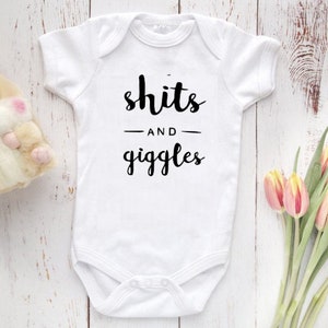 Shits and Giggles Baby Bodysuit Cute Baby Clothes, Baby Shower Gift, Baby Boy and Girl, Newborn Baby, Pink Blue Gray