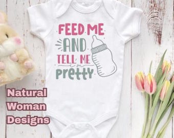 Gerber® Brand Onesie® – Feed Me and Tell Me I'm Pretty  | Infant Bodysuit | Cute Baby Outfit | Baby Shower Gift | Toddler Shirt | BOHO