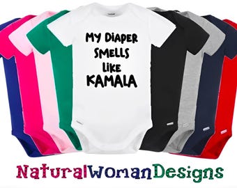 My Diaper Smells Like Kamala, Trump For President Baby Bodysuit, Baby President, Patriotic, Unisex Baby Clothes,  Trump Fans, Election 2024