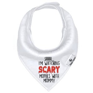 Shhh... I'm Watching Scary Movies with MOMMY, Movies Baby Bodysuit Cute Baby Clothes, Baby Shower Gift, Baby Boy and Girl, Newborn Baby BIB (White)