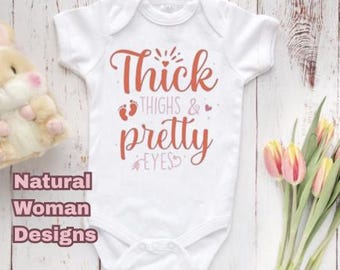 Gerber® Brand Onesie® – Thick Thighs Pretty Eyes | Infant Bodysuit | Cute Baby Outfit | Baby Shower Gift | Toddler Shirt | BOHO