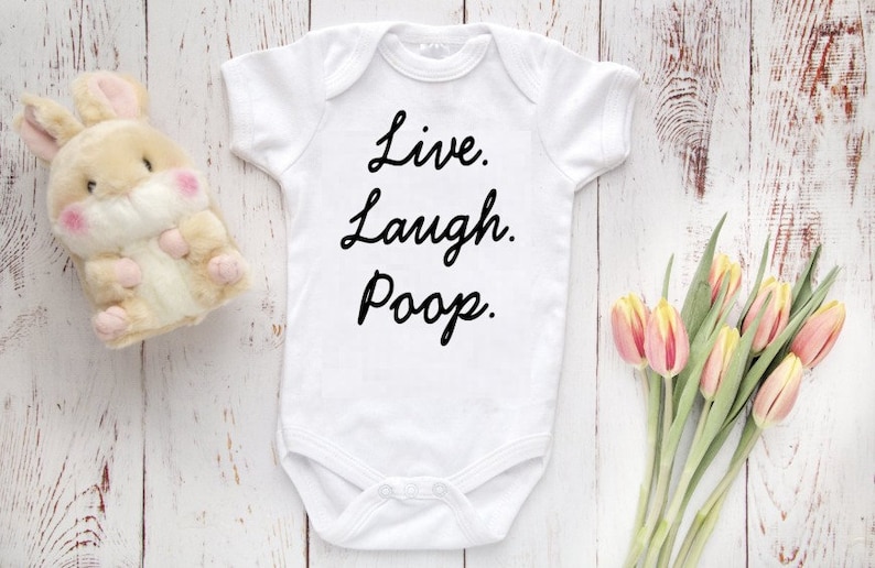 Newborn Baby Live Laugh Poop Baby Bodysuit Cute Baby Clothes Pink Blue Gray Baby Boy and Girl Baby Shower Gift