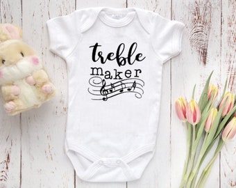 Treble Maker Musician Funny Baby bodysuit, Hipster Music baby bodysuit, Coming Home Outfit, Unisex Baby Kids Shirt, Baby Shower Gift