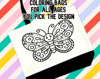 Personalized DIY Coloring Tote – Large 12oz Strong Cotton Canvas, Reusable & Durable Grocery Bag, great gift from kids