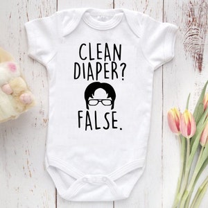 Clean Diaper False Baby bodysuit, The Office Baby bodysuit, The office fan, Cute baby clothes