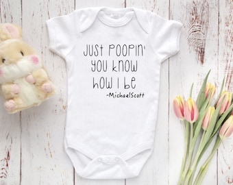 THE OFFICE Bodysuit TV Show Just Poopin The Office Bodysuit Michael Scott, The Office Baby Clothes, Funny Baby Clothes, Hipster Baby, Unisex