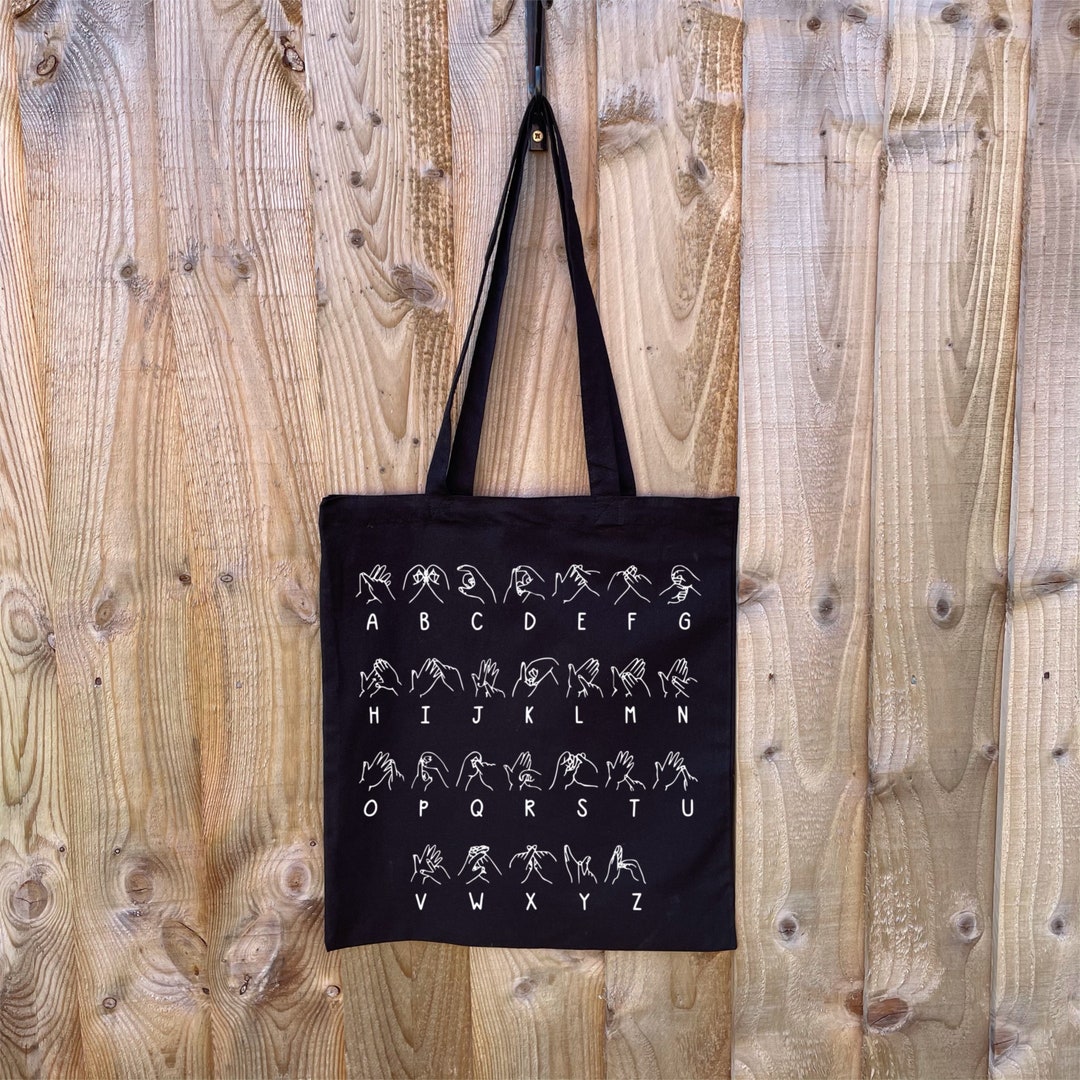 BSL Alphabet, British Sign Language, Cotton Bag, Tote Bag, 6 Colours to Choose From Etsy