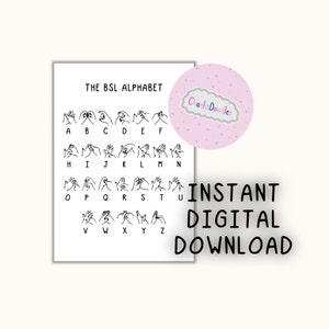 The BSL Alphabet A4 PDF - instant digital download