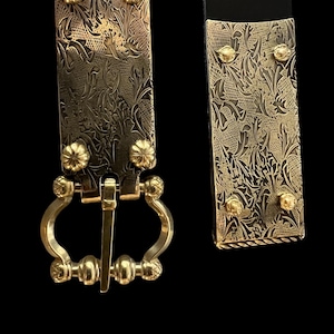 Custom Engraved 14th c. medieval belt buckle chape and roped tip - SCA - LARP - HEMA