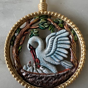 Pelican in Her Piety - Hand Painted Medallion over Gold - SCA - Religious