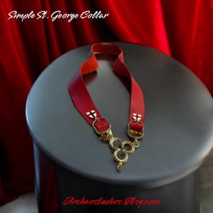 Medieval leather-backed livery collar - Saint George theme - Hema - SCA - EMP - LARP - Renaissance Faire - Wedding - masonic