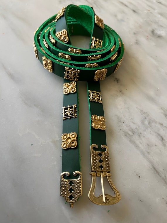 Bundle for Christinebarry Gold belt and green bright-green-leather-belt-with  main image 2