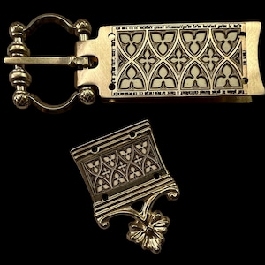 Late Medieval Gothic carved medieval belt buckle and tip set - SCA - LARP - HEMA - reenactment