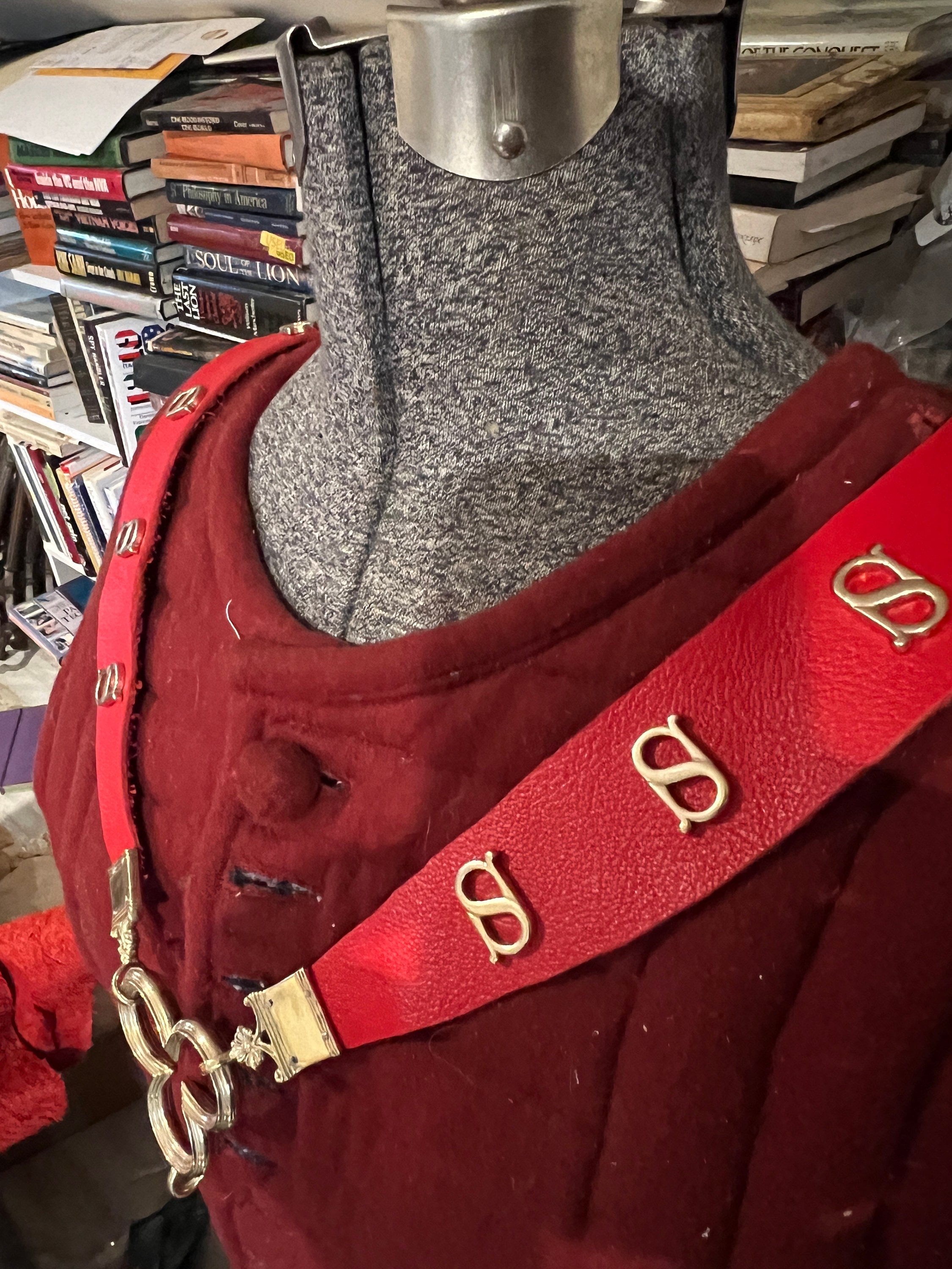 Collana con bretelle n pelle rossa / Goell nfnty / Regalo