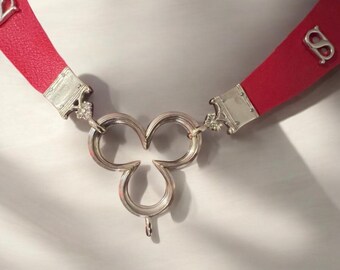 Marilia Collare In Pelle PU Con Clip Regolabile - Accessorio Intimo Creativo - Rosso - 3