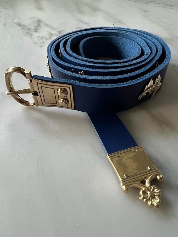 Lapis Lazuli Blue Medieval Belt: Acanthus Leaf, 55 display picture 1
