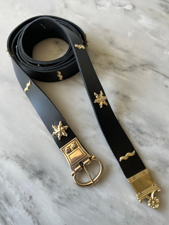 Long Black and Gold Medieval Belt - Sunburst Theme - SCA  display picture 3