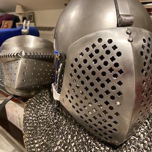 新版 Pierced Bascinet Medieval Helmet SCA HEMA, for Perfect Visor その他