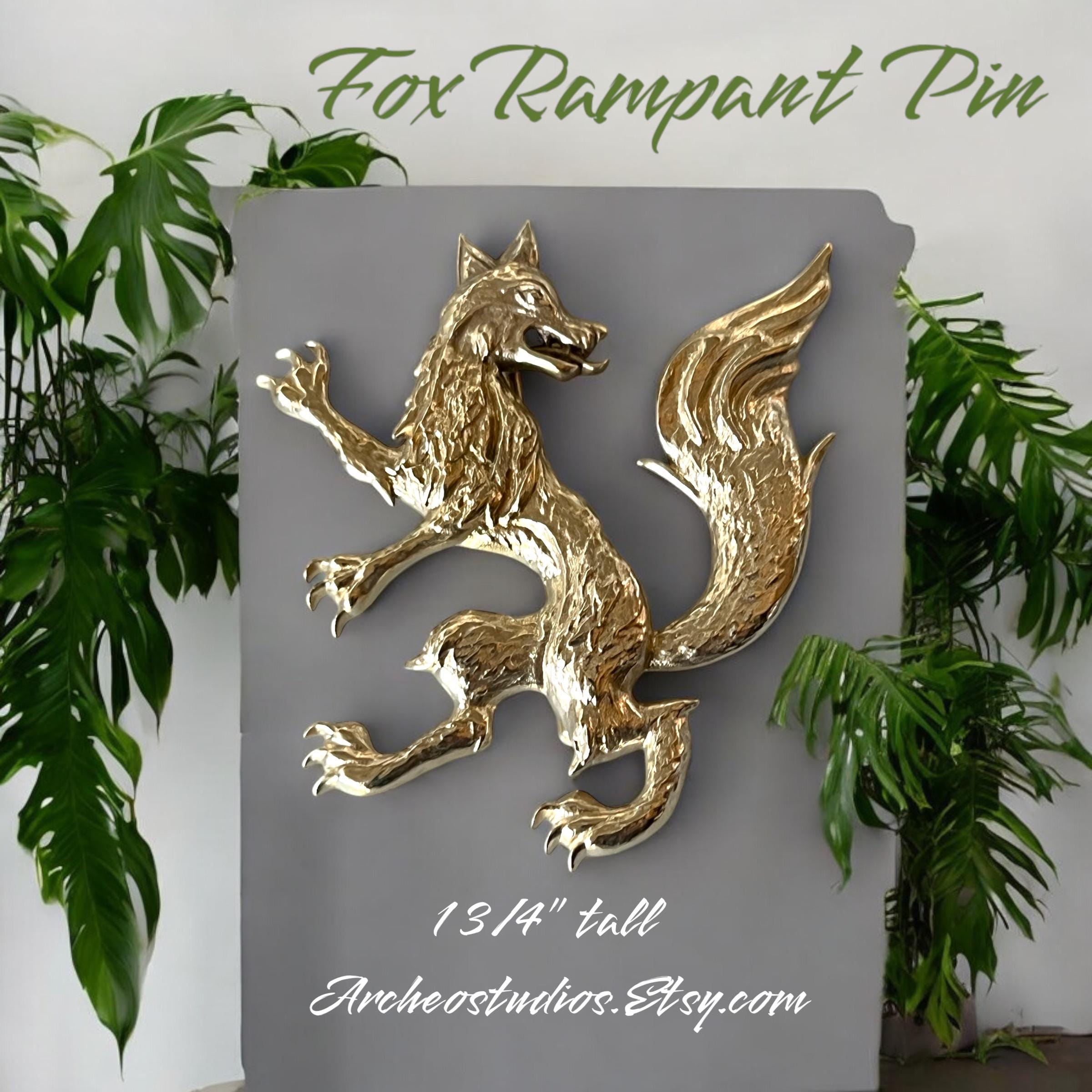 Fox Rampant Animal / Fox Rampant - Heraldic Jewelry Pin - Pilgrim's Badge - Sca ...