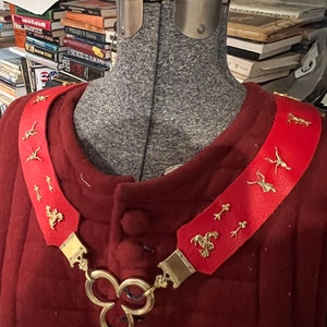 Medieval leather-backed livery collar - Fiore dei Liberi theme - Hema - SCA - EMP - LARP - Renaissance Faire - Wedding - masonic