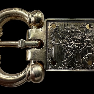 Dames médiévales faisant de la musique - Boucle de ceinture et ancre sculptées - 1 pouce (25 mm) - reconstitution - vêtements historiques