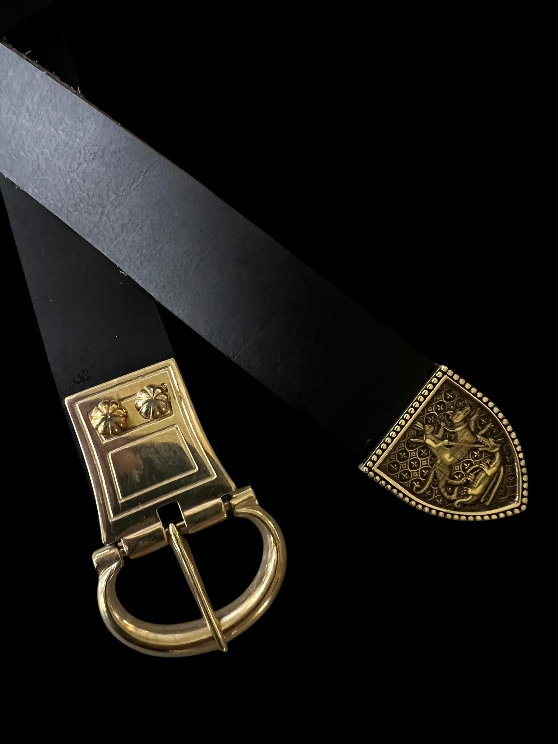 Micoklinlin Middeleeuwse heuptas en riem set leer