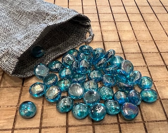 Pente stones - game stones - new and striking light blue with shiny gloss