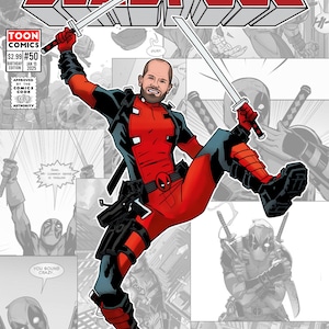 Portada de cómic personalizada / Portada de Deadpool personalizada / Regalo de cumpleaños / Retrato navideño / Boda de superhéroe / Aniversario / Día del padre