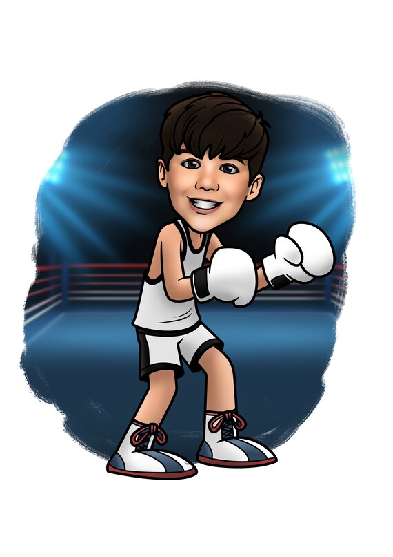 Boxeo Personalizado Caricatura De Dibujos Animados Retrato De Etsy