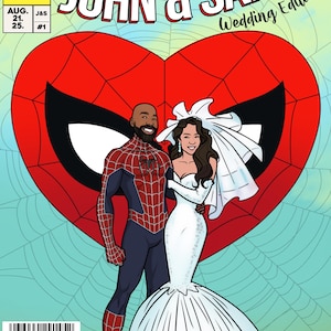 Printed Custom Superhero Wedding Comic Book Cover | Couple Portrait | Printed Portrait | Unique Anniversary, Engagement or Valentine&#39;s Gift