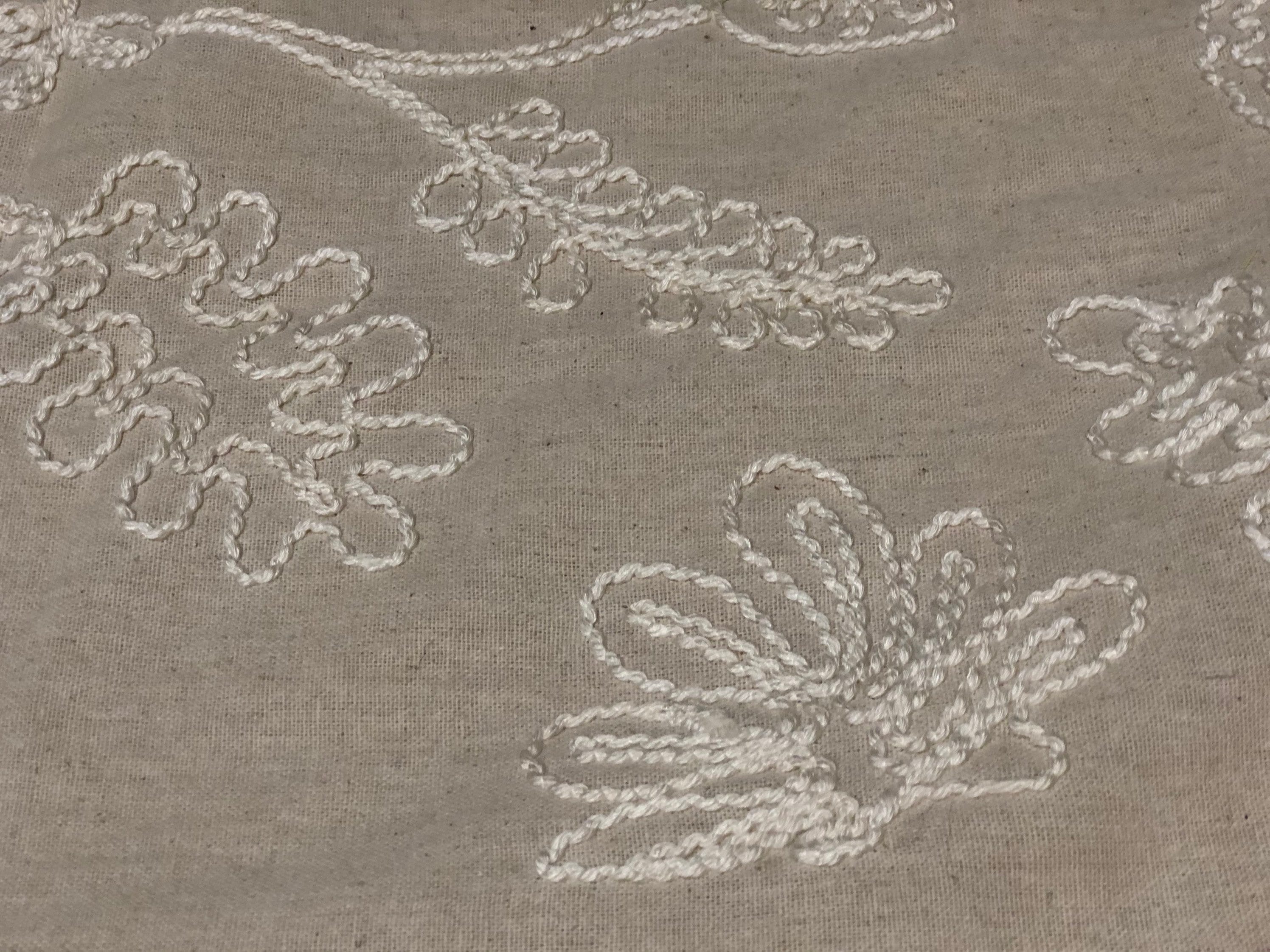 Embroidered Linen cotton premium Ivory medium weight fabric | Etsy