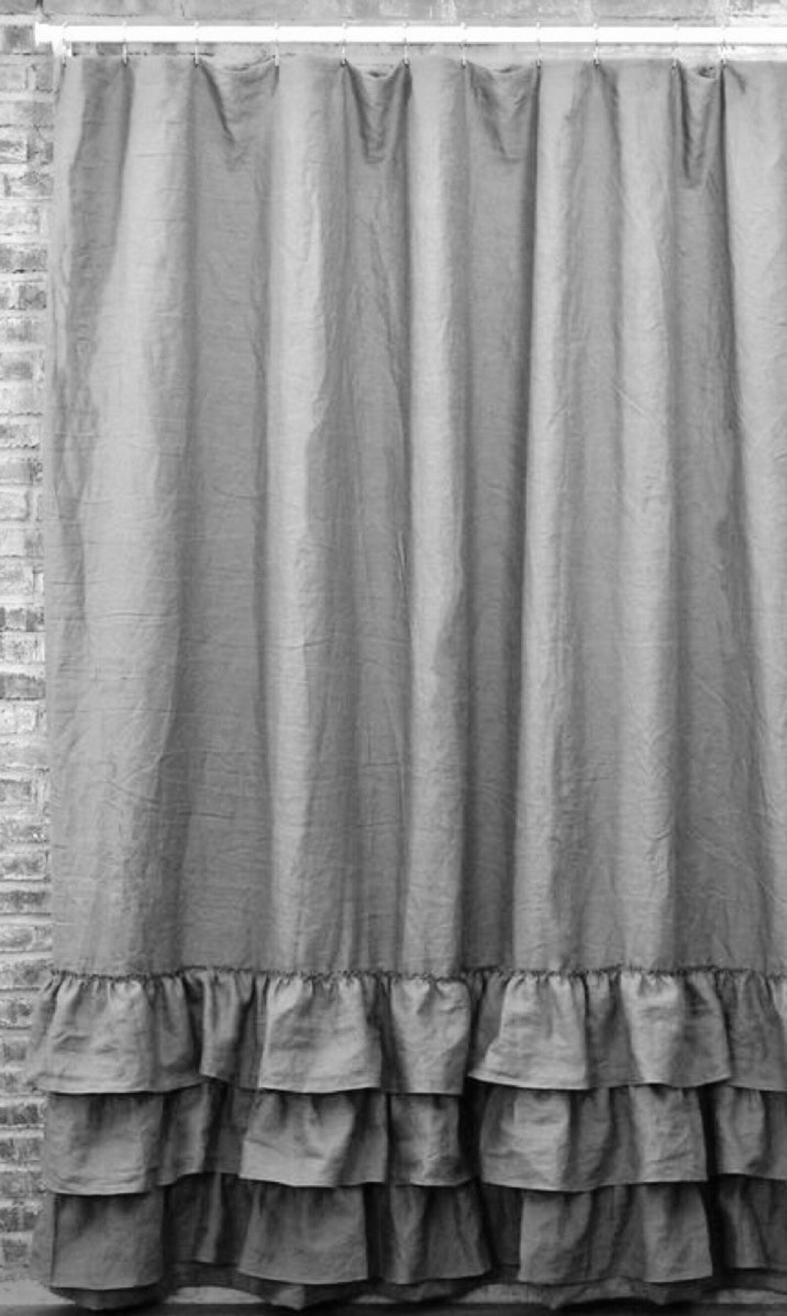 Linen Shower Curtain / Bohemian Shower Curtain / Ruffled Etsy
