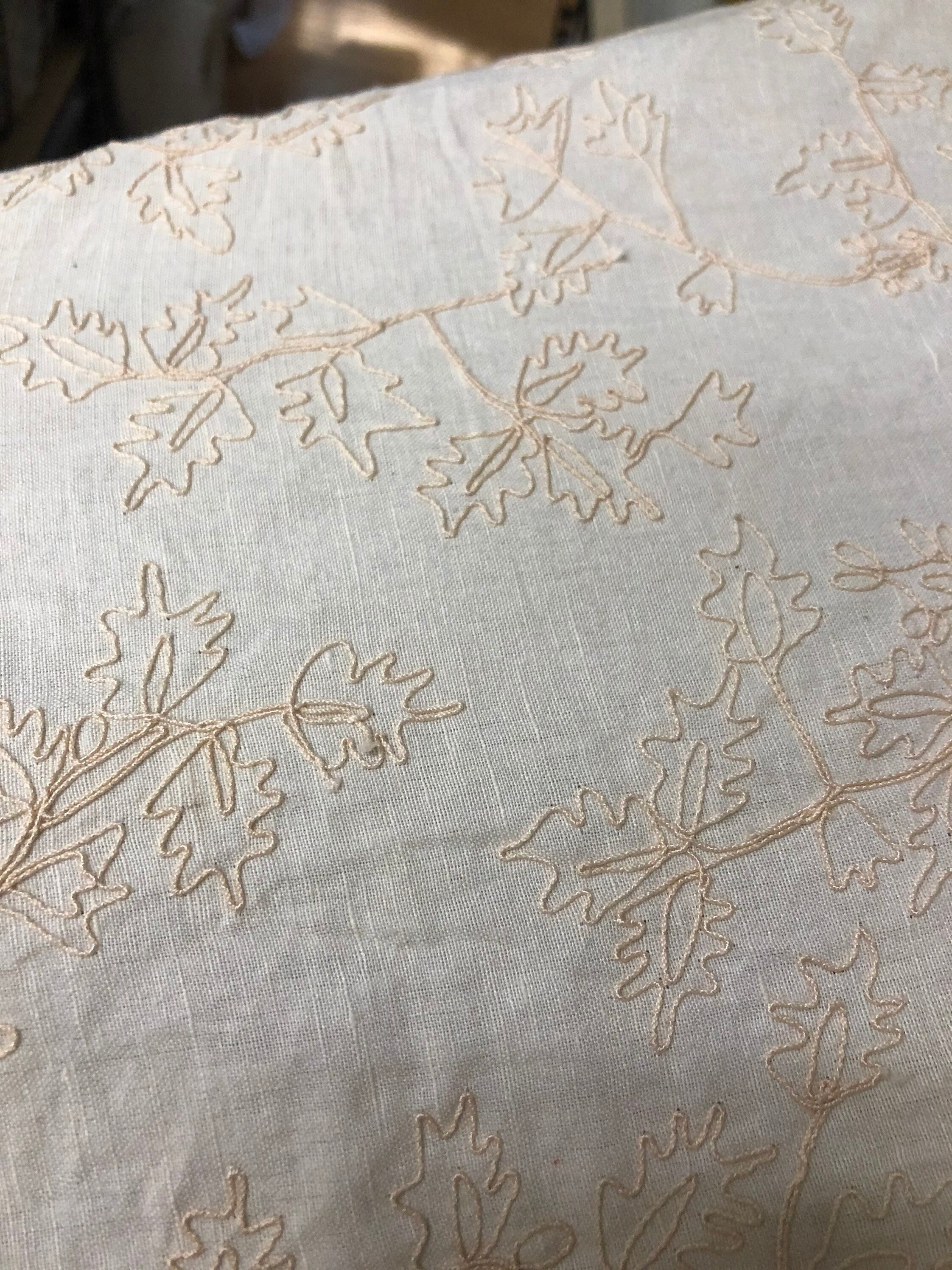 Embroidered Linen cotton premium Ivory medium weight fabric Etsy