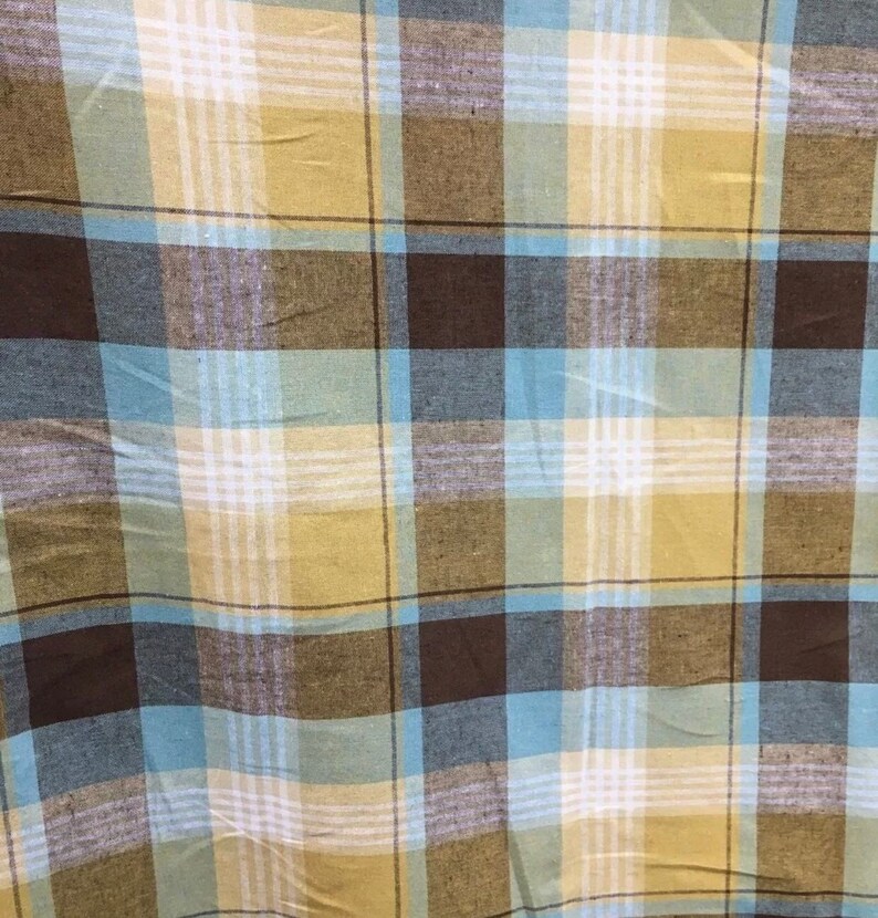 French Linen Fabric Check by the Yard / Tartan Linen Fabric Etsy